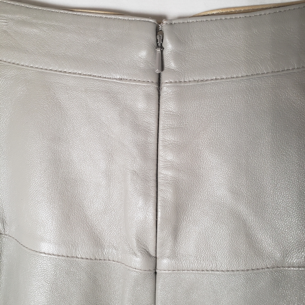 Banana Republic Beige 100% Leather Skirt Sz 0 - Picture 4 of 8